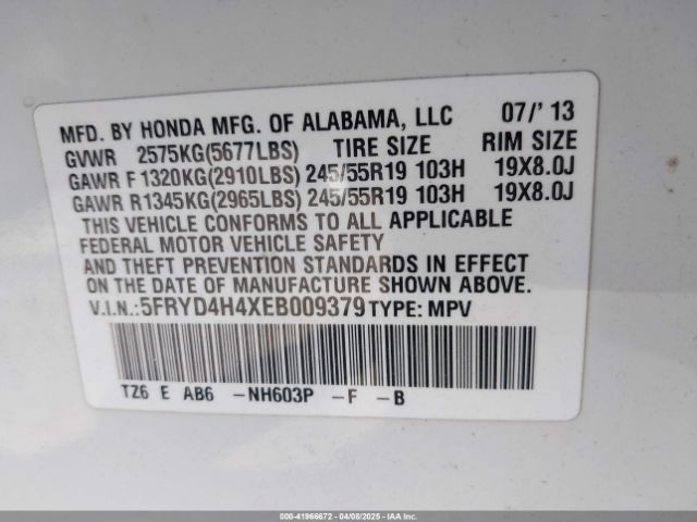 5FRYD4H4XEB009379 Acura Mdx Technology Package