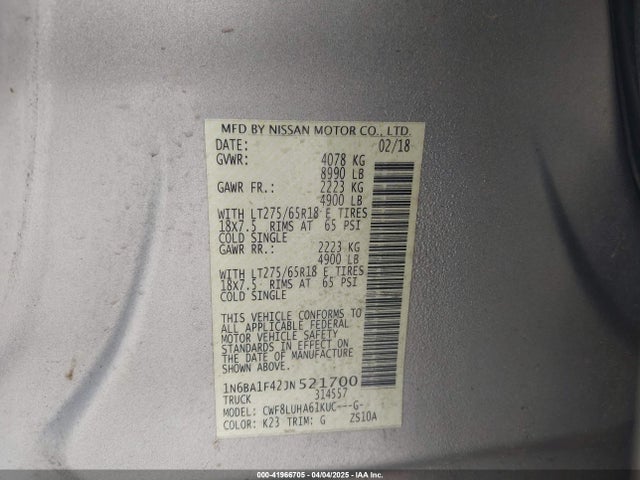 Nissan 2018 2018 1N6BA1F42JN521700 Image 9