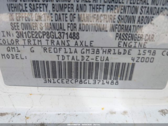 3N1CE2CP8GL371488 Nissan Versa Note S (sr)/s Plus/sl/sr/sv