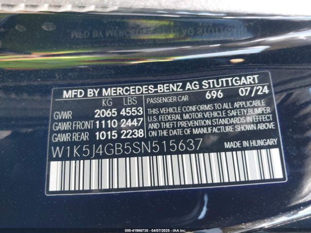 W1K5J4GB5SN515637 Mercedes-Benz Cla 250 Coupe