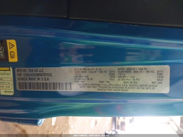 1C4HJXDG9MW797013 Jeep Wrangler Unlimited Sport 4x4