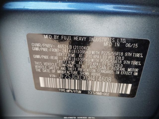 JF2SJGXCXGH414608 Subaru Forester 2.0xt Touring