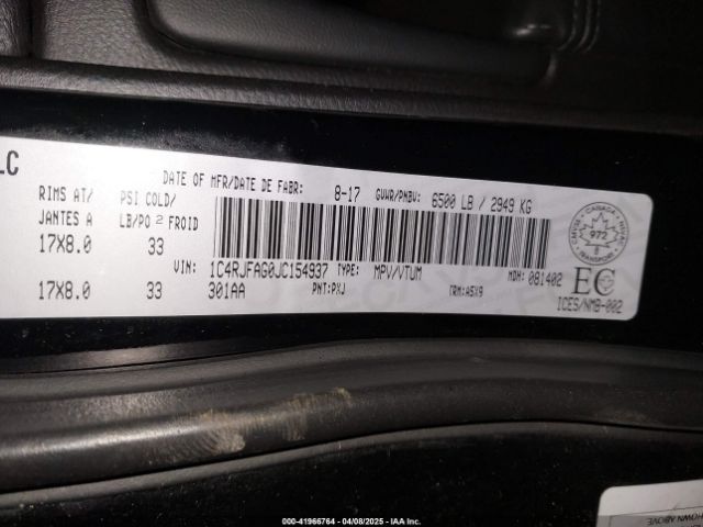 1C4RJFAG0JC154937 Jeep Grand Cherokee Laredo