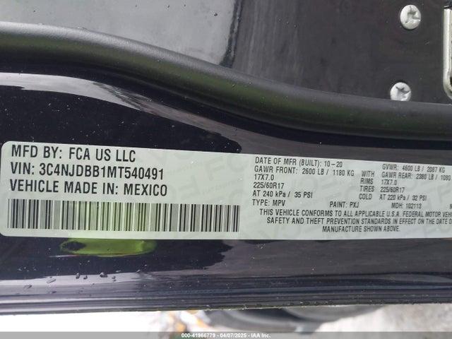 3C4NJDBB1MT540491 Jeep Compass Latitude 4x4