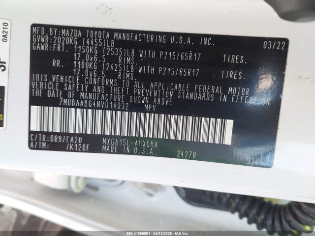 7MUBAABG4NV014032 Toyota Corolla Cross Le