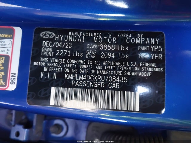 KMHLM4DGXRU708435 Hyundai ELANTRA SEL