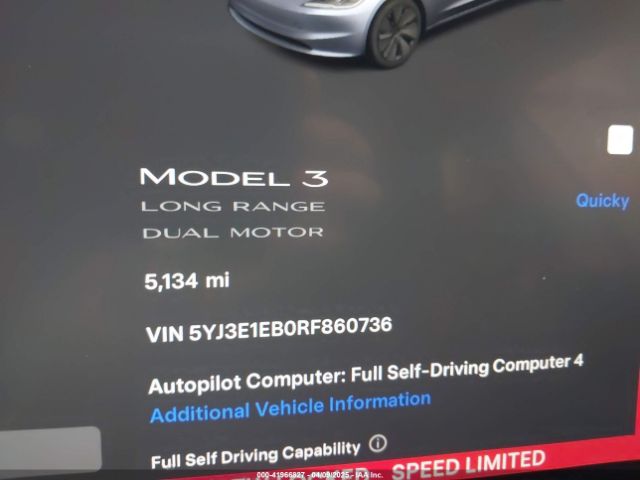 5YJ3E1EB0RF860736 Tesla Model 3 Long Range Dual Motor All-wheel Drive