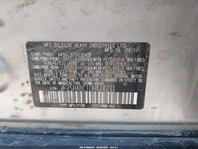 2013 SUBARU FORESTER JF2SHABC1DH424231 Photo 8