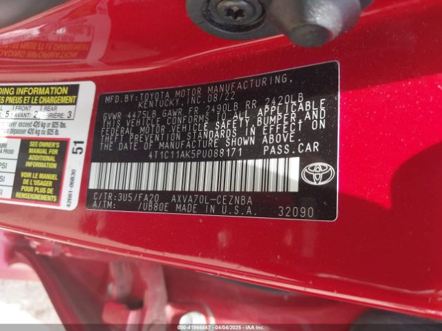 4T1C11AK5PU088171 Toyota CAMRY LE