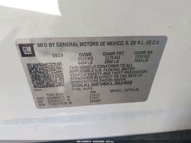 3GKALMEV6KL362402 GMC lyx - direct injection, vvt, fgt, turbo, alum, gen 1