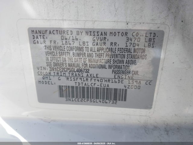 Nissan Versa Note S (sr) 2016 3N1CE2CP5GL406732 Image 9