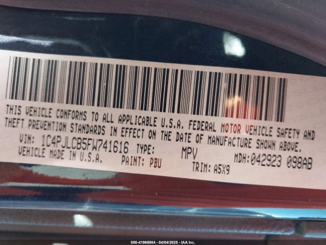 1C4PJLCB5FW741616 Jeep Cherokee Latitude