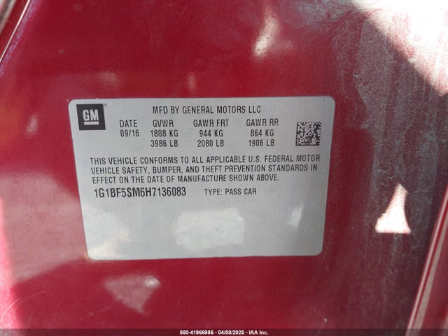 1G1BF5SM6H7136083 Chevrolet Cruze Premier Auto