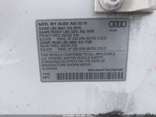 2019 AUDI Q7 WA1AAAF70KD037387 Photo 8