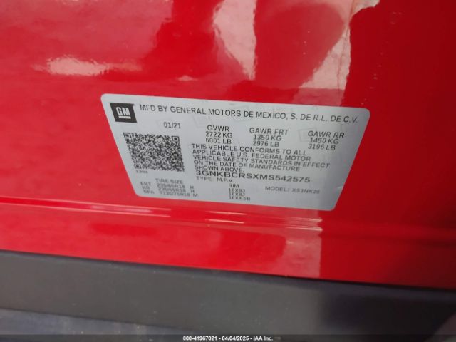 3GNKBCRSXMS542575 Chevrolet Blazer Fwd 2lt