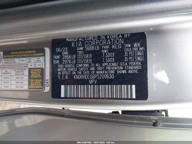 KNDRHDLG6P5209630 KIA Sorento Hybrid Ex