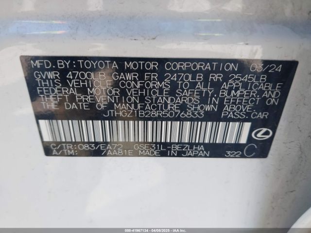 JTHGZ1B28R5076833 Lexus Is 350 F Sport
