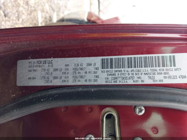 1C6RR7TT5KS510757 RAM 1500 Classic Slt  4x4 6'4 Box