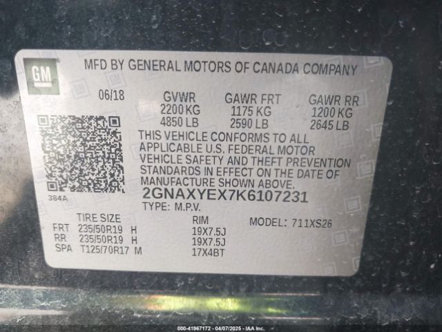 2GNAXYEX7K6107231 Chevrolet Equinox Premier