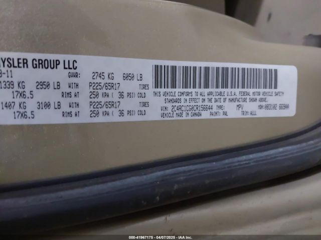 2012 CHRYSLER TOWN & COUNTRY 2C4RC1CG0CR156644 Photo 8