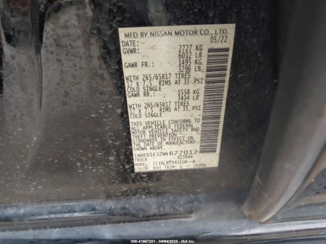 1N6ED1EJ2NN677012 Nissan Frontier Sv 4x2