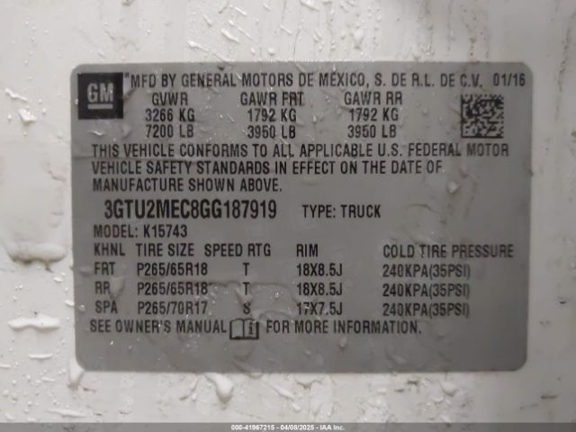 3GTU2MEC8GG187919 GMC Sierra 1500 Sle