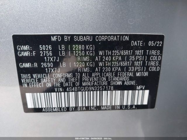 4S4BTGUD9N3257178 Subaru Outback Wilderness