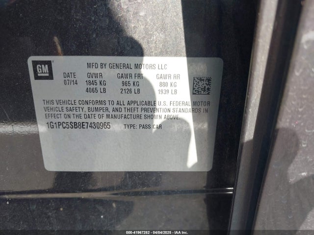 1G1PC5SB8E7430965 Chevrolet Cruze 1lt Auto