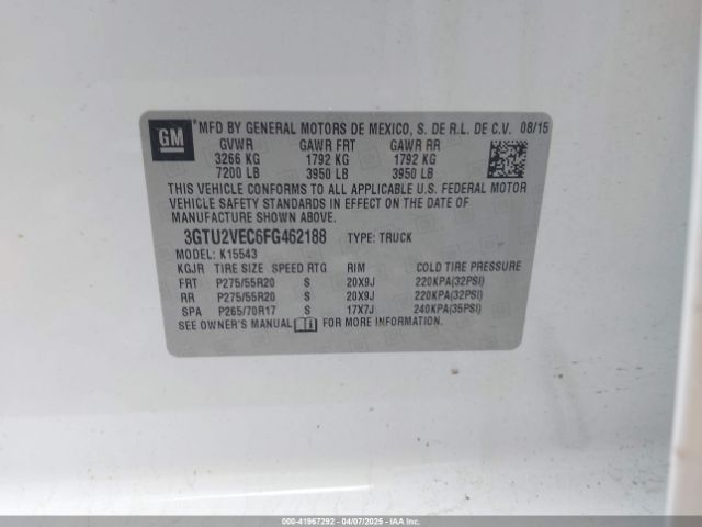 3GTU2VEC6FG462188 GMC l83 - vvt, active fuel management, aluminum