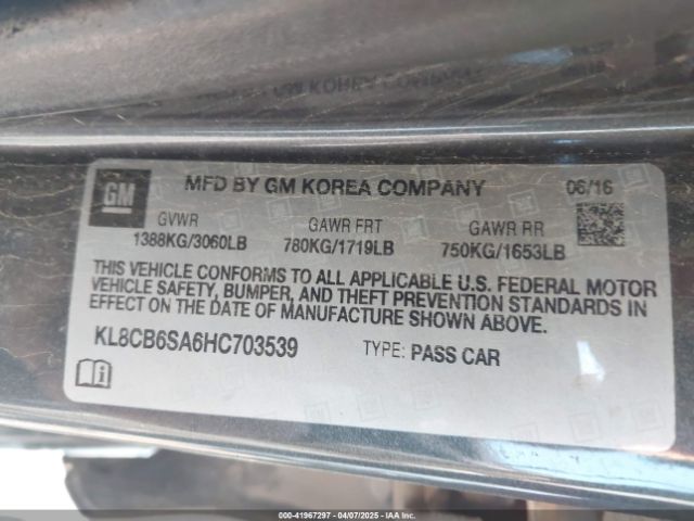 KL8CB6SA6HC703539 Chevrolet Spark Ls Cvt