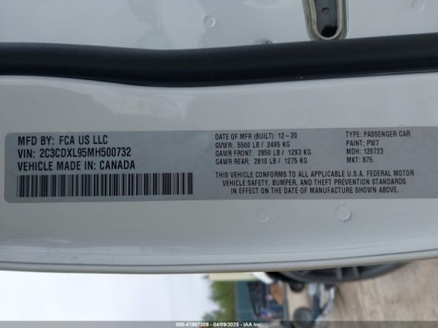 2C3CDXL95MH500732 Dodge Charger Srt Hellcat Redeye Widebody Rwd