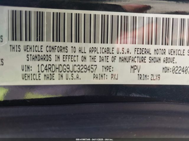 1C4RDHDG9JC329457 Dodge Durango Gt Rwd