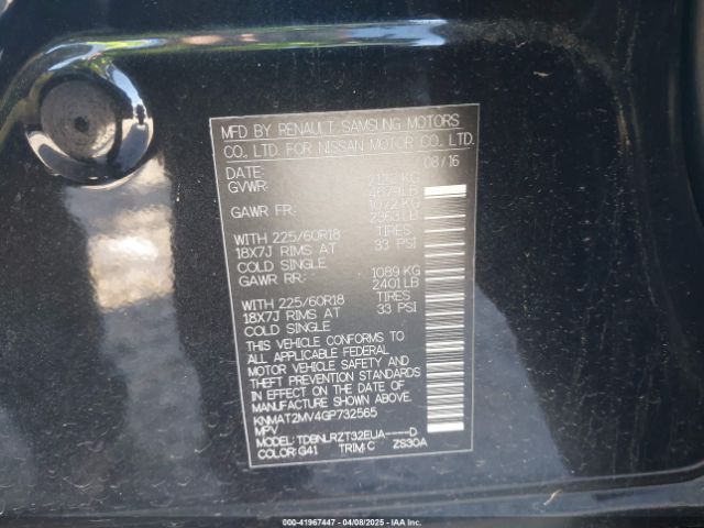 KNMAT2MV4GP732565 Nissan Rogue Sl