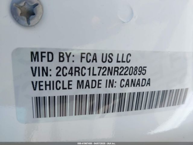 2C4RC1L72NR220895 Chrysler Pacifica Hybrid Touring L