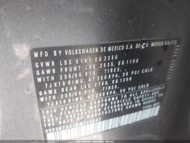 2022 VOLKSWAGEN TIGUAN 3VV3B7AX1NM120097 Photo 8
