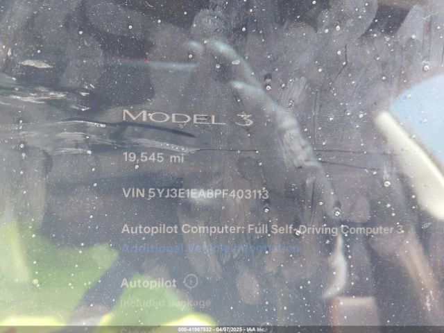 5YJ3E1EA8PF403113 Tesla Model 3 Rear-wheel Drive