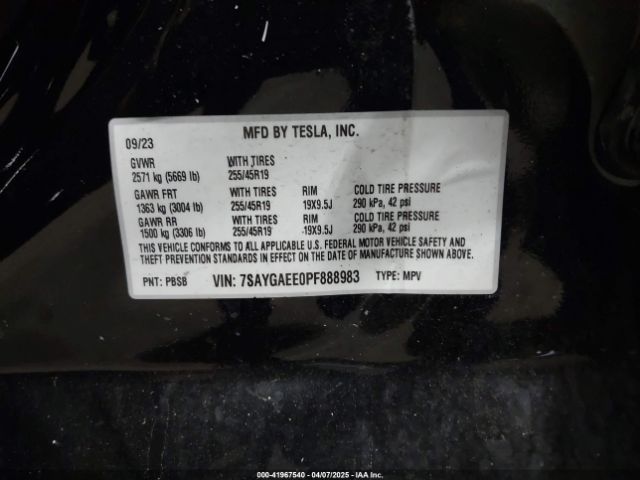 2023 TESLA MODEL Y 7SAYGAEE0PF888983 Photo 8