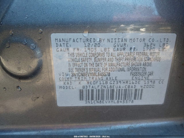 Nissan Versa Sv Xtronic Cvt 2021 3N1CN8EVXML845578 Image 9
