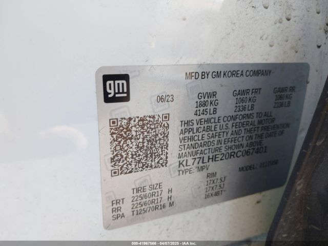KL77LHE20RC067401 Chevrolet Trax Fwd Lt