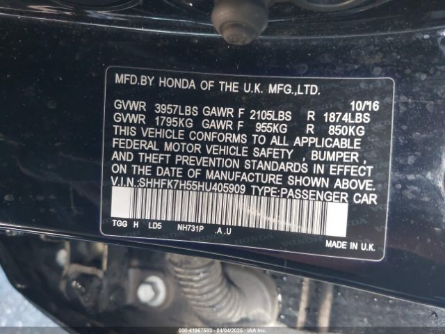 SHHFK7H55HU405909 Honda CIVIC EX