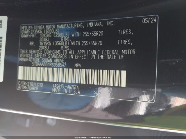 5TDAAAB51RS058547 Toyota Grand Highlander Limited