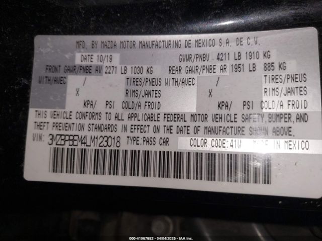3MZBPBEM4LM123018 Mazda Mazda3 Premium Package