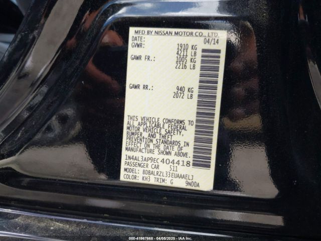 1N4AL3AP9EC404418 Nissan Altima 2.5 S
