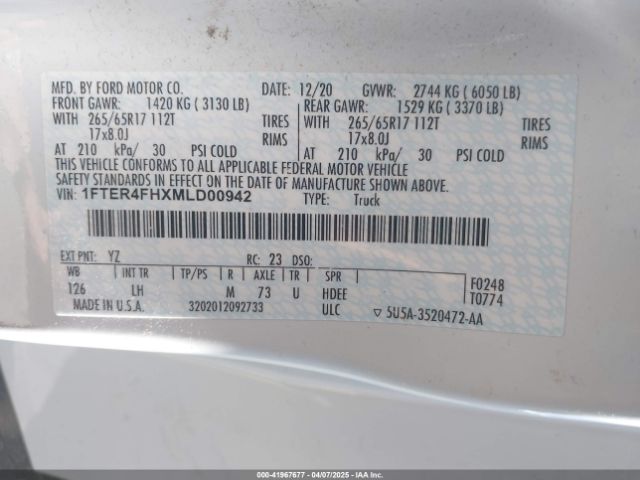 1FTER4FHXMLD00942 Ford Ranger Xlt