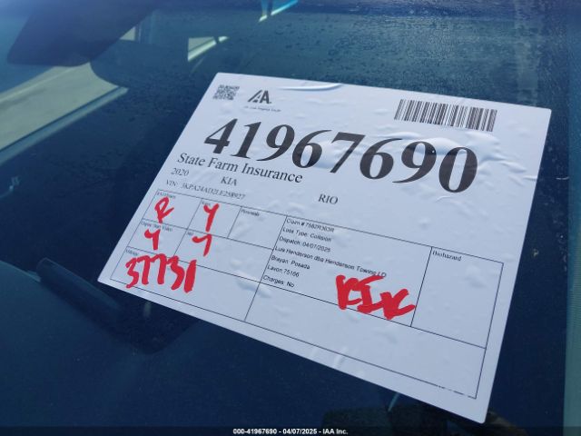 3KPA24AD2LE258927 KIA RIO S