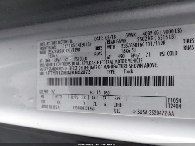 1FTYR1ZM3JKB52073 Ford Transit-250