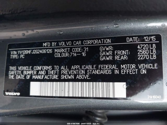 2016 VOLVO S60 YV126MFJ2G2406126 Photo 8