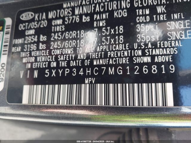 2021 KIA TELLURIDE 5XYP34HC7MG126819 Photo 8