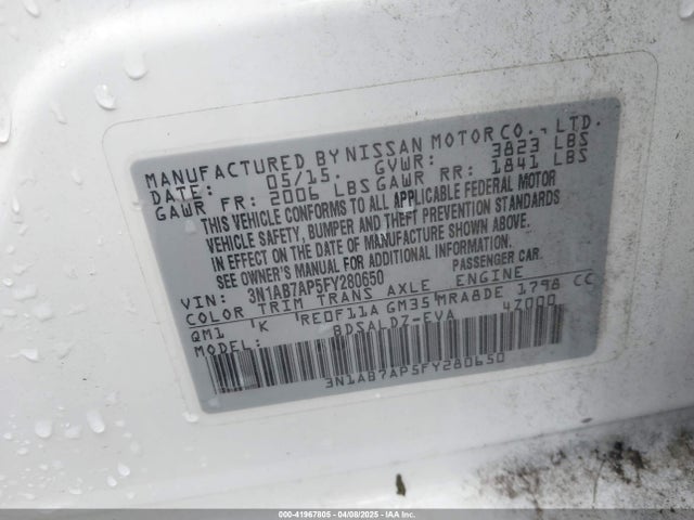 3N1AB7AP5FY280650 Nissan Sentra Fe+ S/s/sl/sr/sv