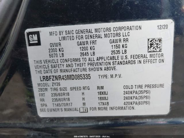 LRBFZNR43MD085335 Buick Envision Fwd Essence